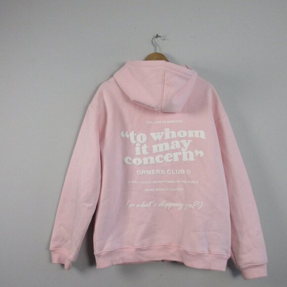 Drmers Club Zip Up Hoodie Jacket Women M Pink Drawstring Cozy Chic Lounge 894 - Picture 2 of 16